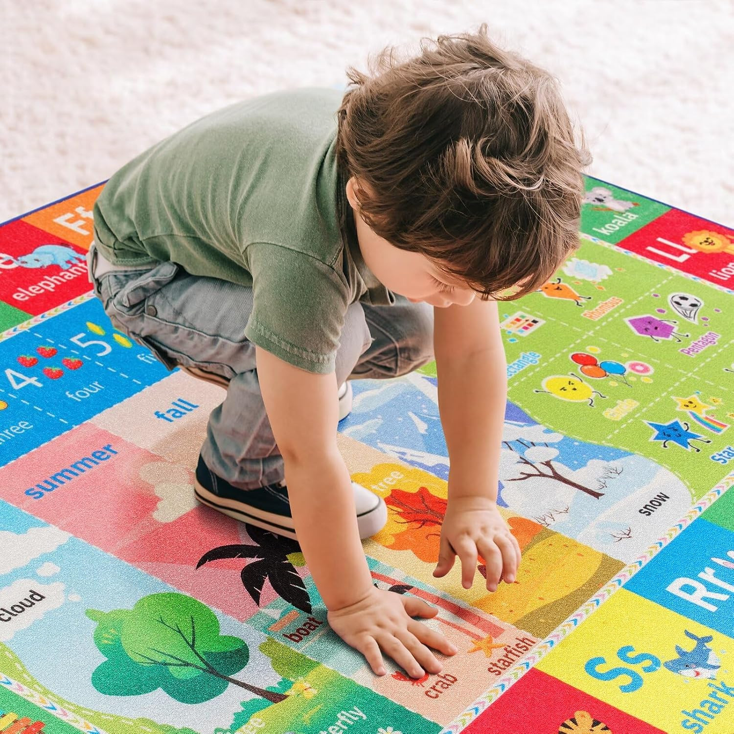 ABC Kids Rug for Playroom, 3X5 Washable Classroom Area Rugs, Educational Play Ma