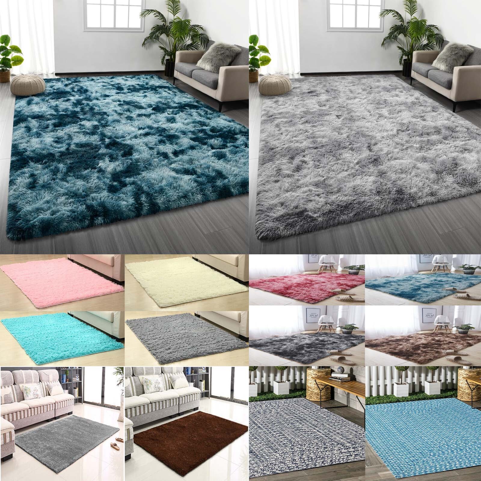Contemporary Shaggy Area Rugs Plush Fluffy Floor Carpet for Bedroom Living Room