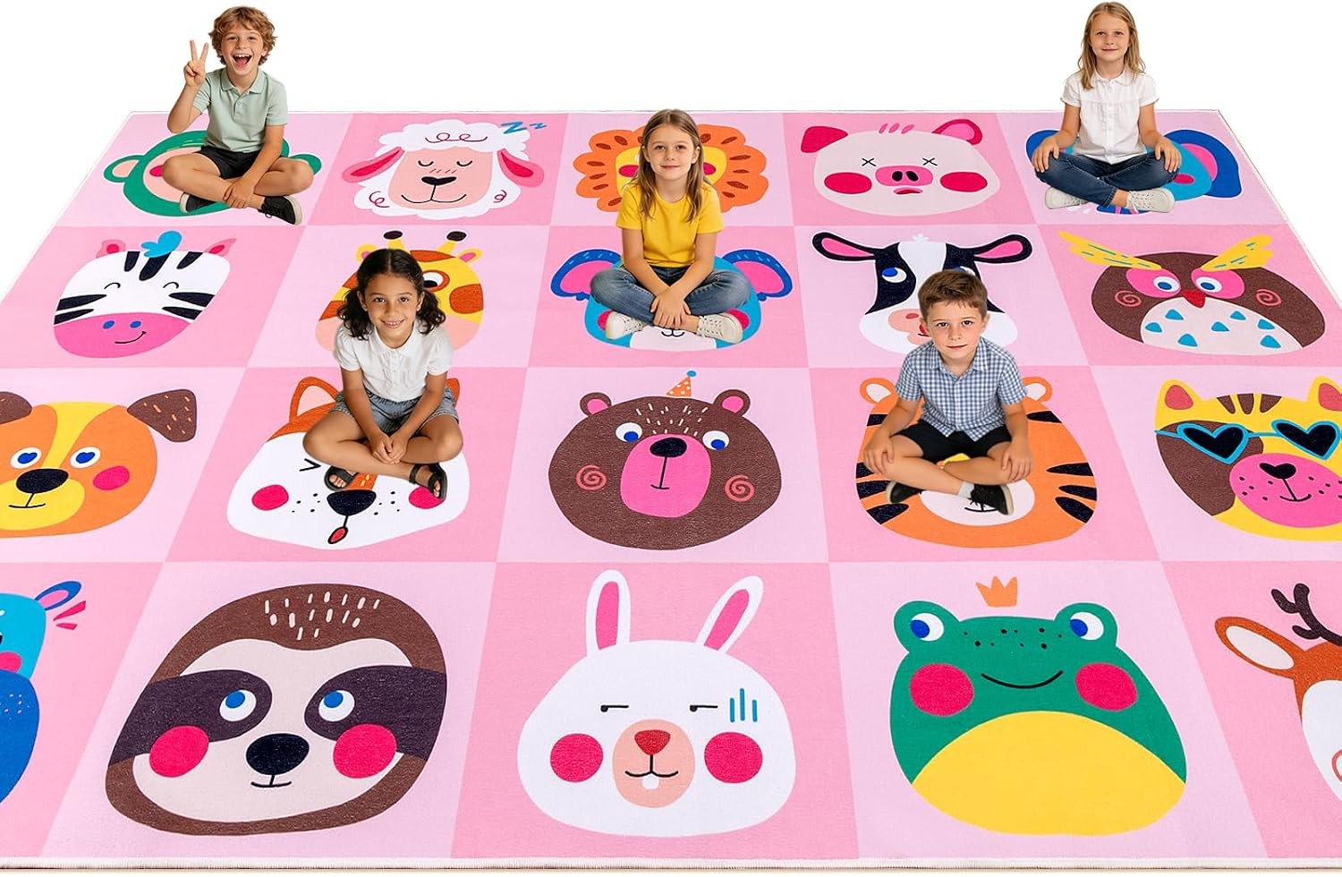 Classroom Rugs Elementary, 5’x7’6″ Classroom Carpet, Baby Pink 15 Seats