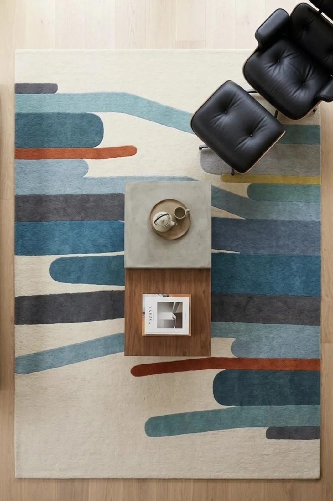 Hand Tufted Modern Abstract Rug, Minimalist Wool Area Rug, Contemporary Carpet