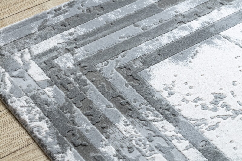 Modern Dense Woven Rugs ” Vals ” Acrylic Marble Frame Grey/ Ivory
