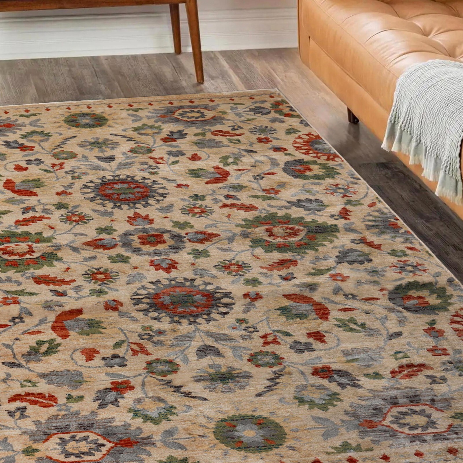 Gulistan Traditional Vintage Botanical Floral Rug Indoor Area Rugs Or Runner Rug
