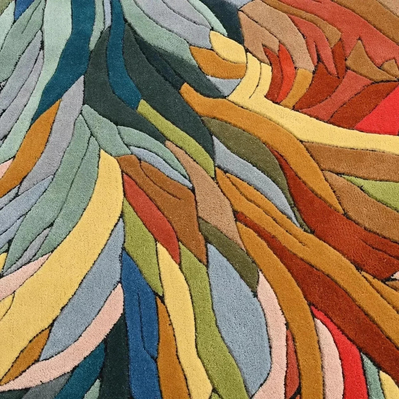Multicolor Abstract Hand Tufted Area Rug Irregular Shape Modern Art Carpet