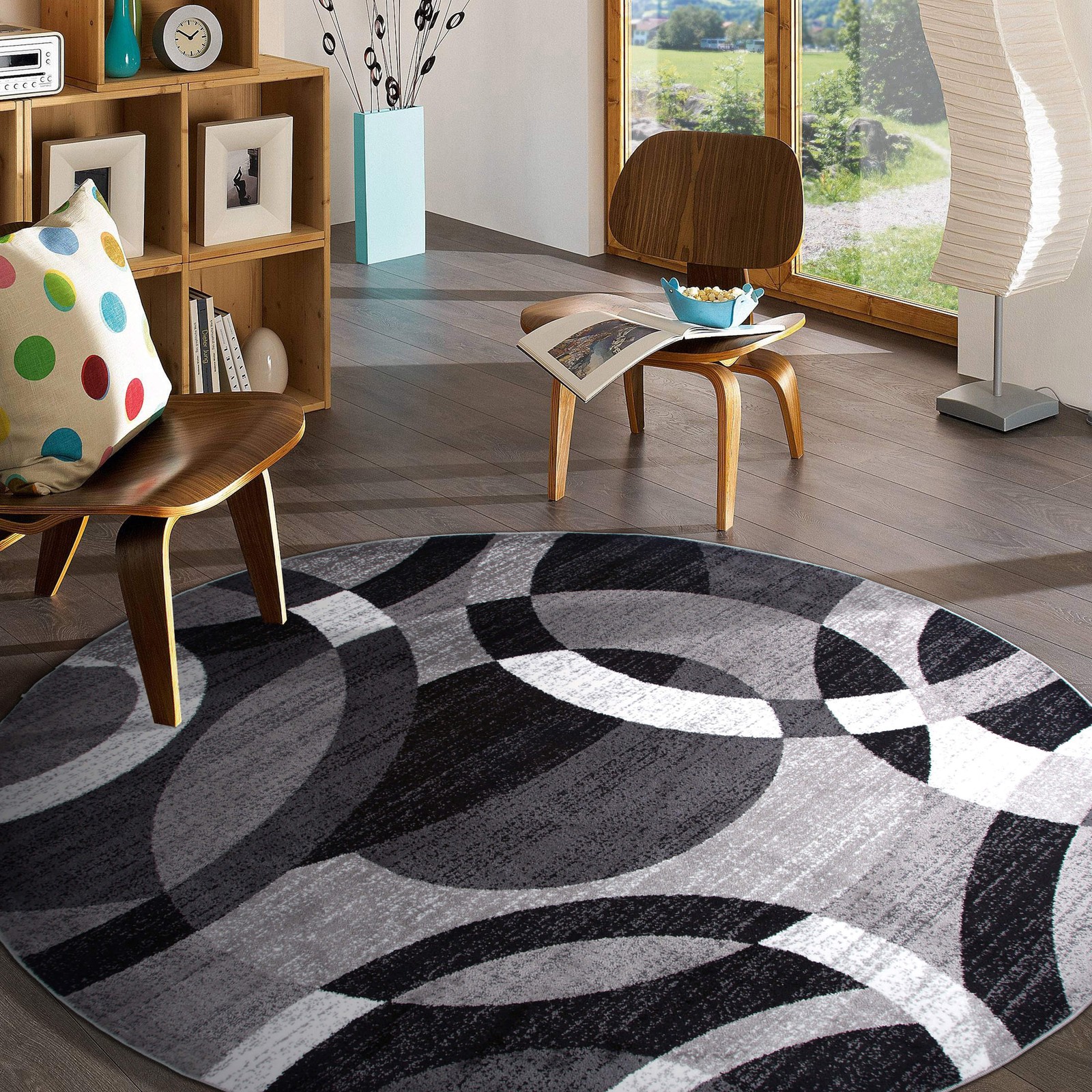 Rugshop Round Area Rugs Geometric Circles Dining Room Rug Round Rugs for Sale
