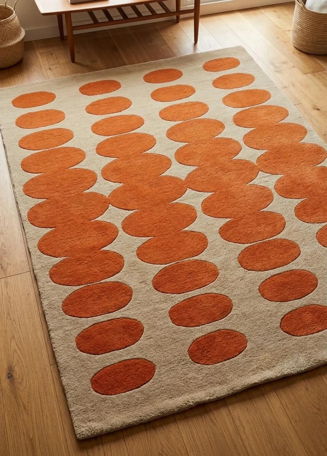 8×10 Burnt Orange Geometric Rug | Hand Tufted New Zealand Wool | Mid Century Rug