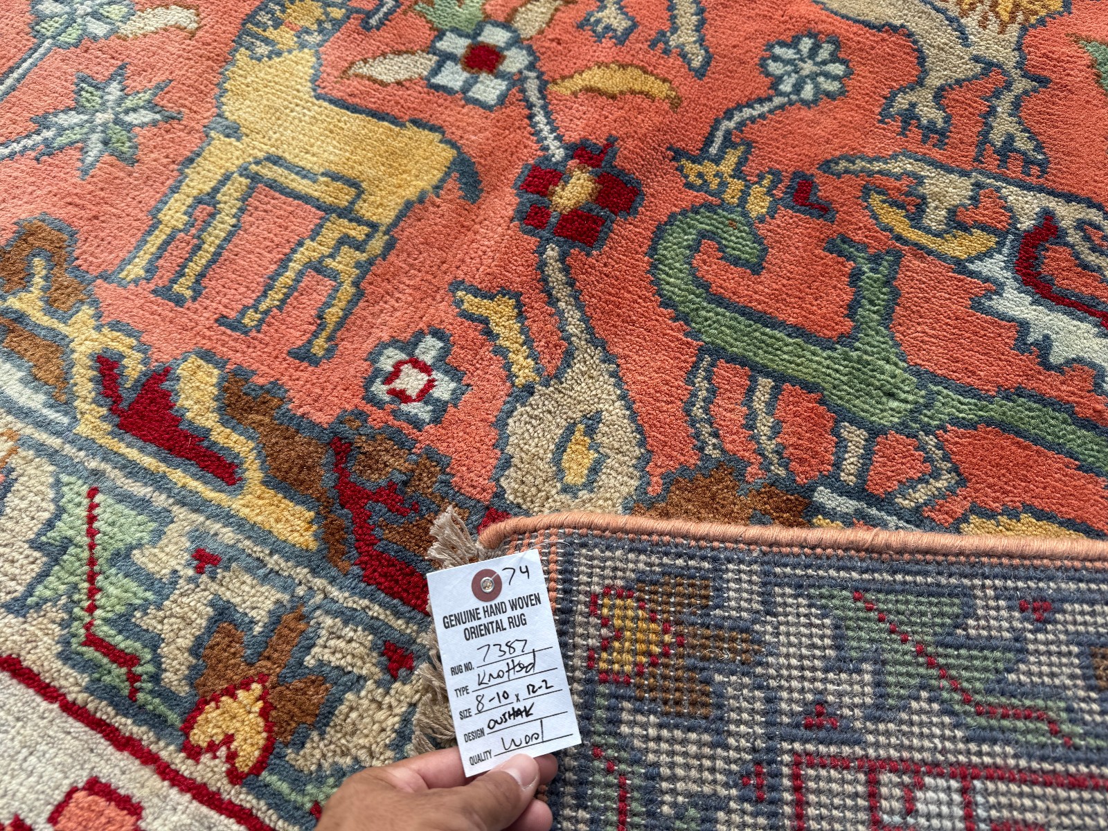 9×12 HANDMADE ORIENTAL RUG CORAL BLUE green wool hand-woven oushak new colorful