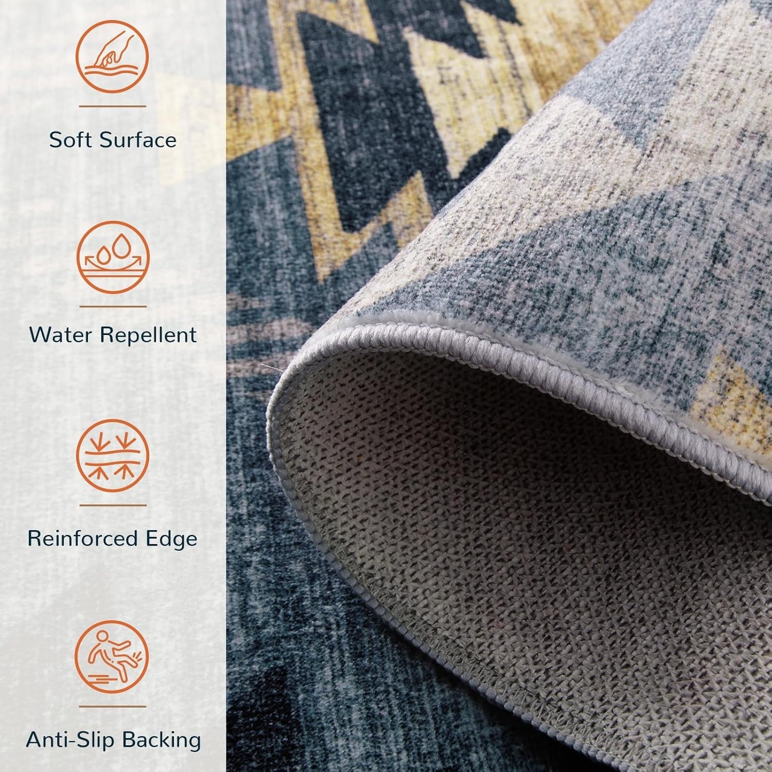 5×7 Machine Washable Tribal Western Print Rug – Non-Slip & Pet Friendly
