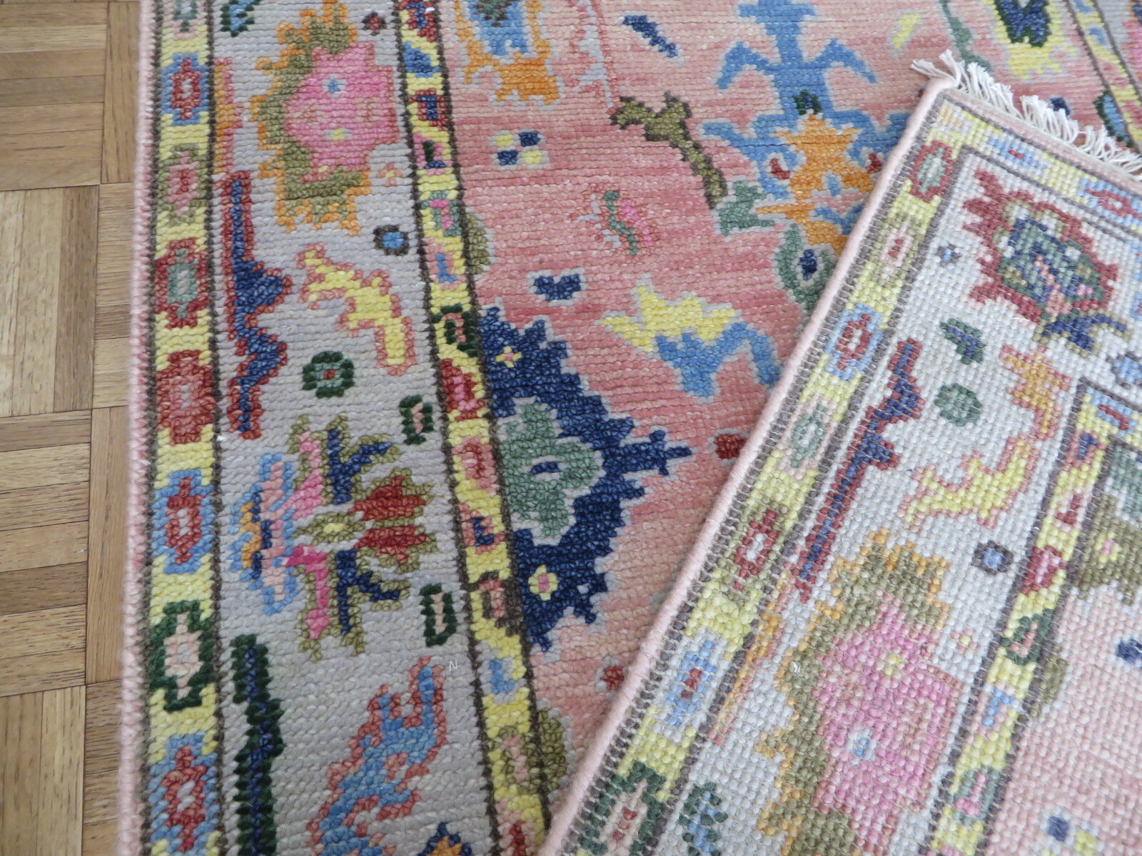3 x 19’10 Runner Hand Knotted Pink Turkish Oushak Oriental Rug G8572