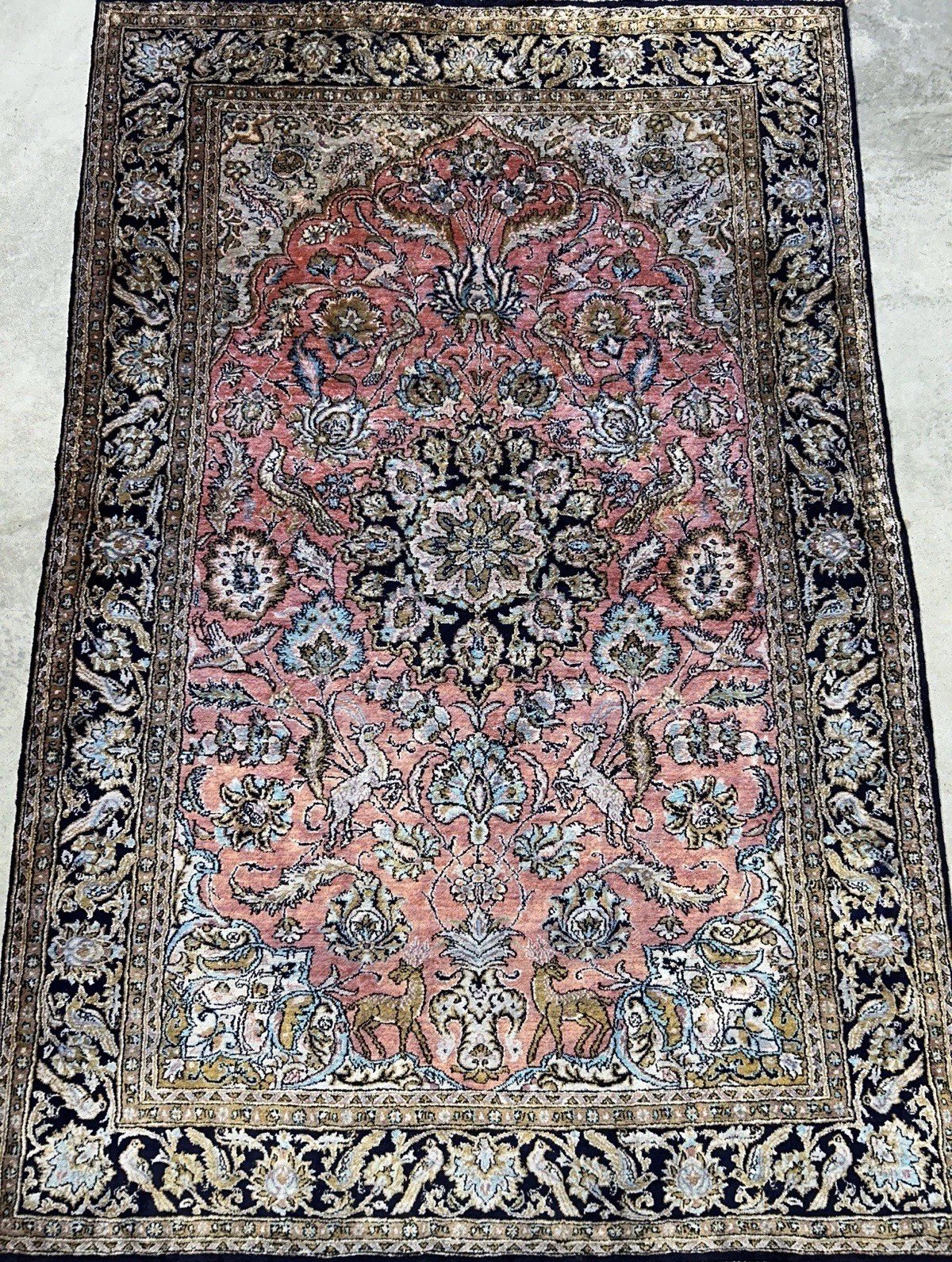 3×5 Luxurious Fine Hand-Knotted 100% Silk Pictorial Persiane Qume Rug Handmade