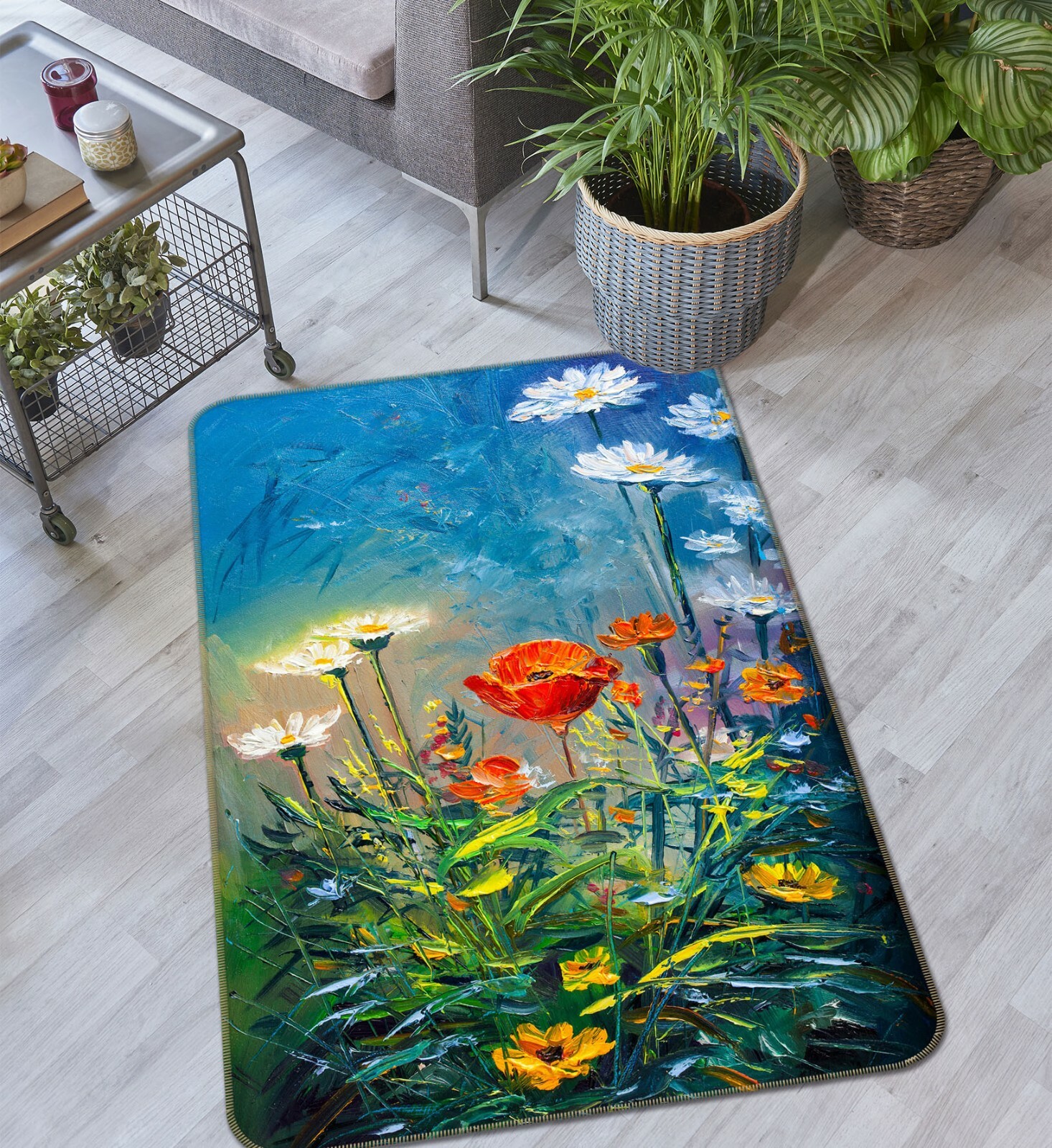 3D Flower Oil Painting ZHUA3543 Game Non Slip Rug Mat Photo Carpet Zoe