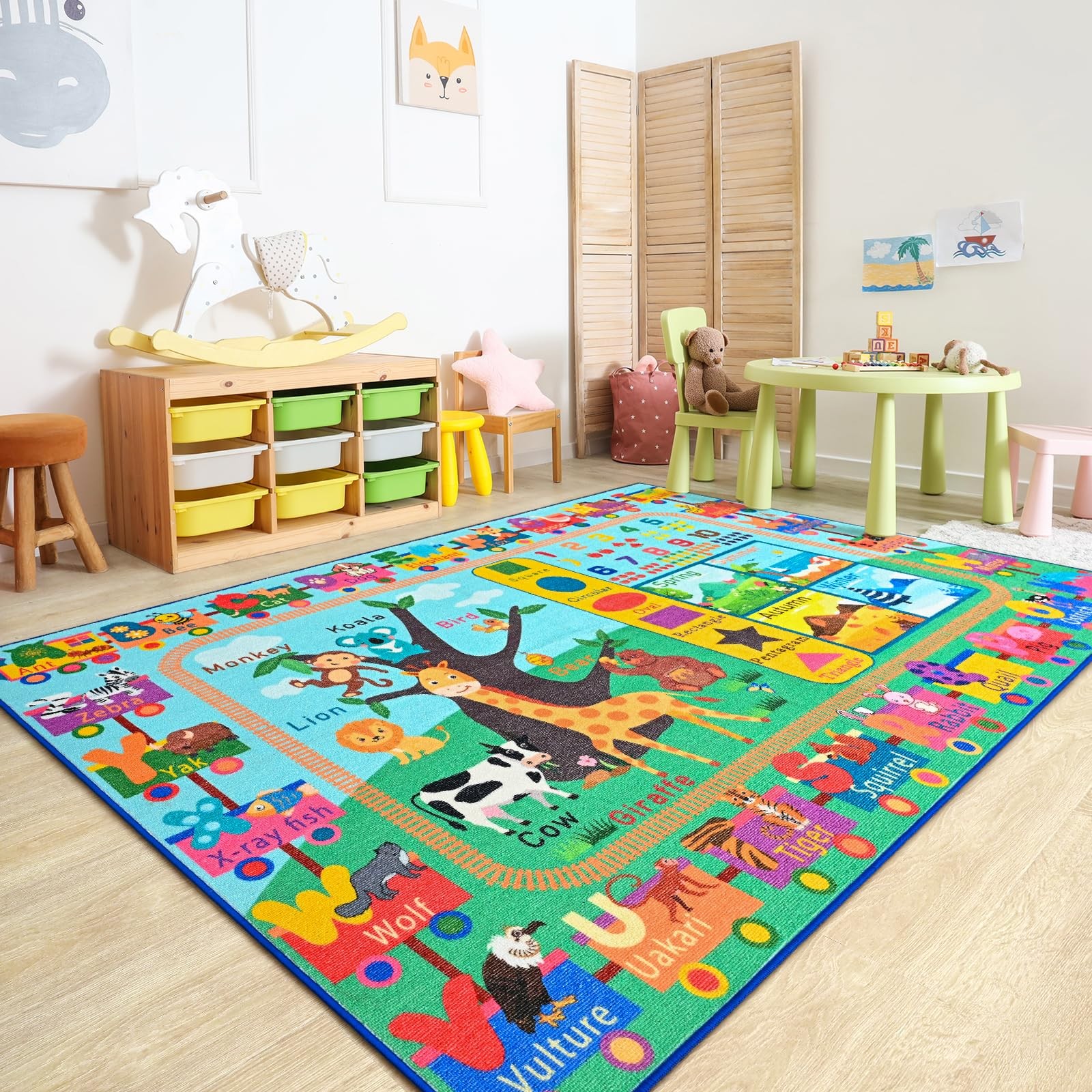 Kids Rug for Playroom, 4×6 ABC Educational Carpet for Classroom, Fun Alphabet