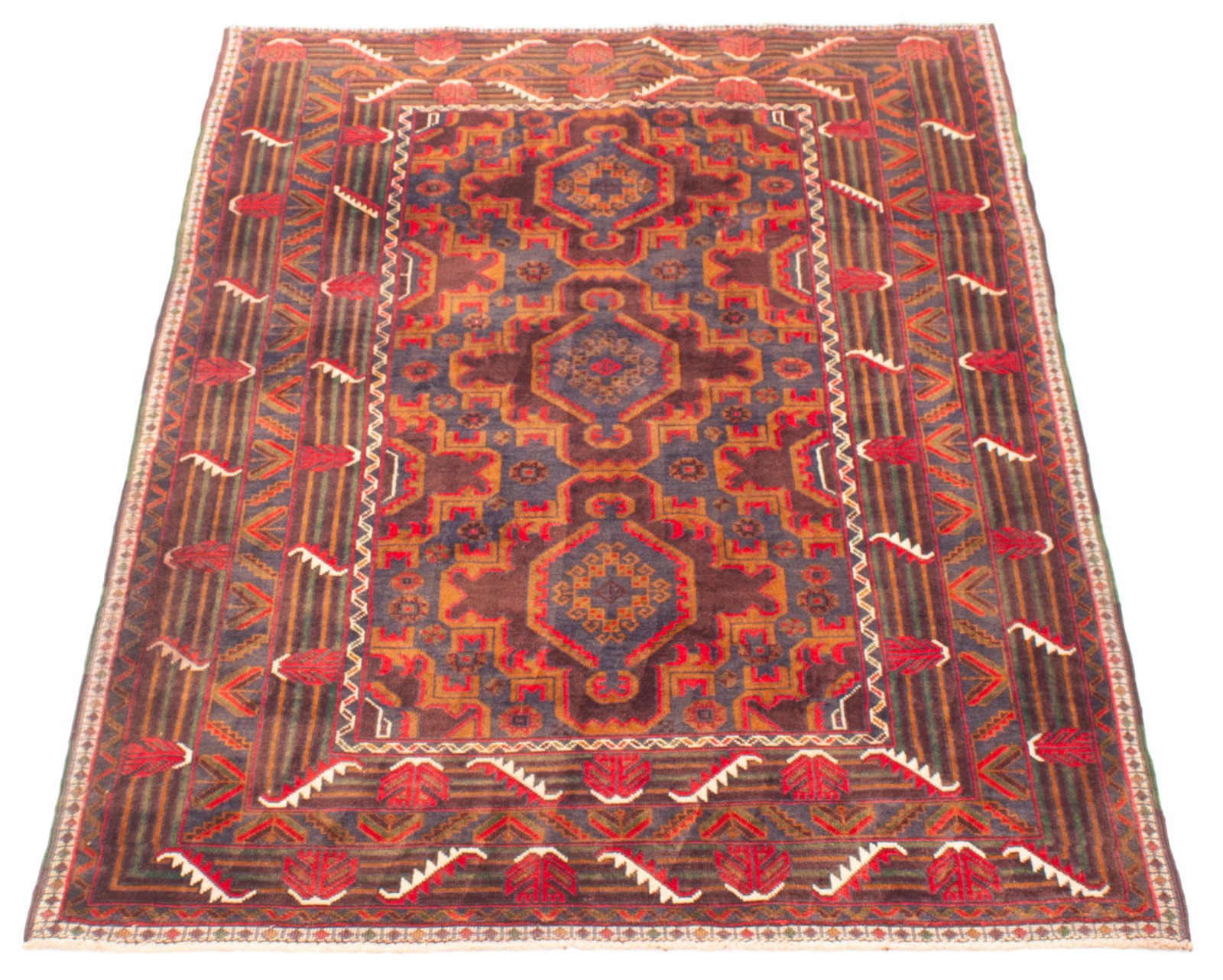 Vintage Hand-Knotted Area Rug 4’4″ x 6’4″ Traditional Wool Carpet