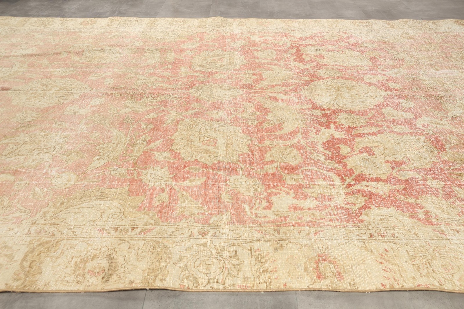 Vintage Rug 8,9×12,9 ft (270×392 cm), Pink Striped Turkish Rug