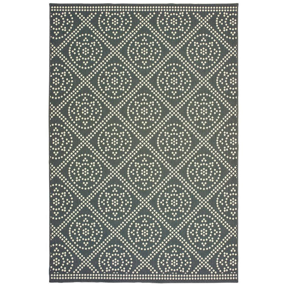 Sienna Gray/Ivory 5 Ft. X 8 Ft. Lattice Indoor/Outdoor Patio Area Rug