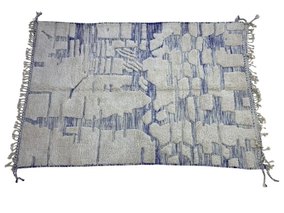 Stylish Abstract Rug Moroccan Woolen Rug Soft Wool Area Tradtionnel Blue Rug