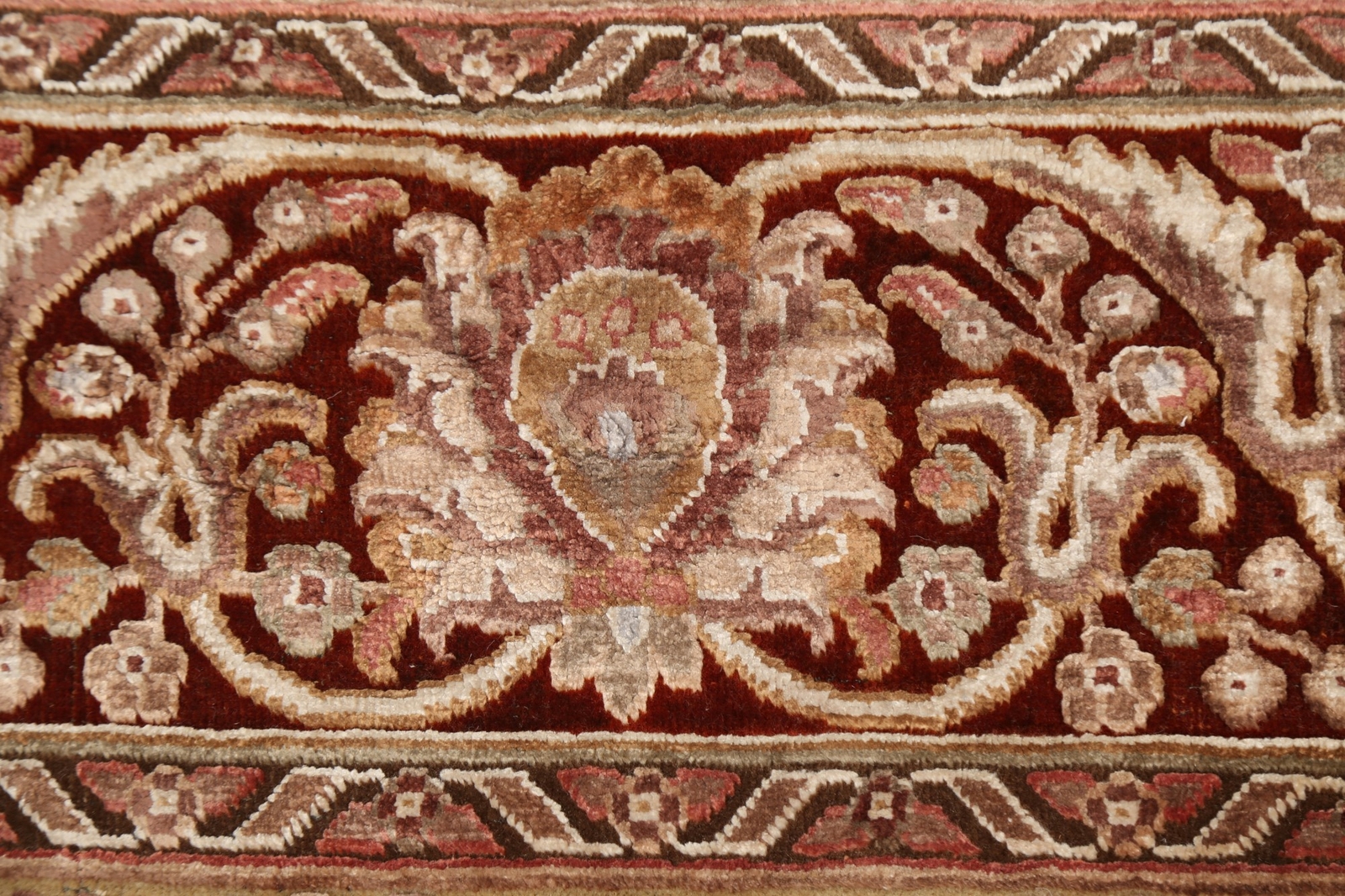Red Floral Traditional 9×11 ft Area Rug Hand-knotted Living Room Rug