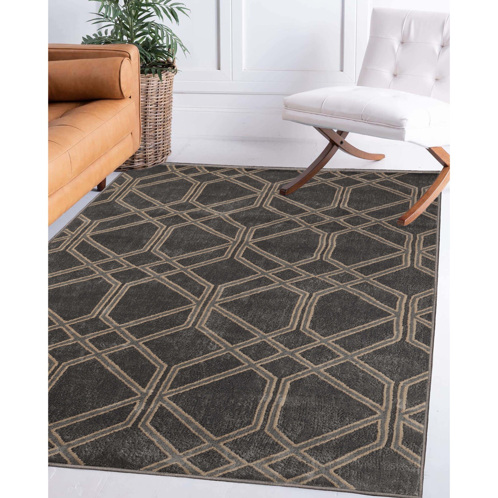 Abner Modern Geometric Lattice Carpet Indoor Area Rug Or Door Mat Or Runner Rug