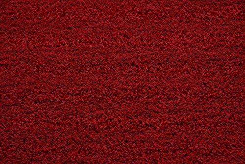 Solid Shag Area Rug 8′ Square Cherry Red Soft Plush Floor Mat Home Decor