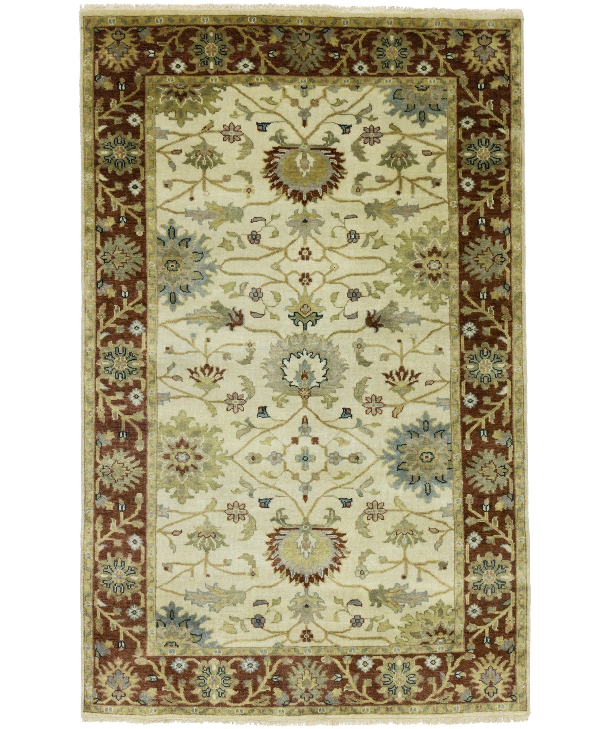 Handmade Modern Rug Classic Floral Rusty Red Plush Carpet Home Decor 5X8