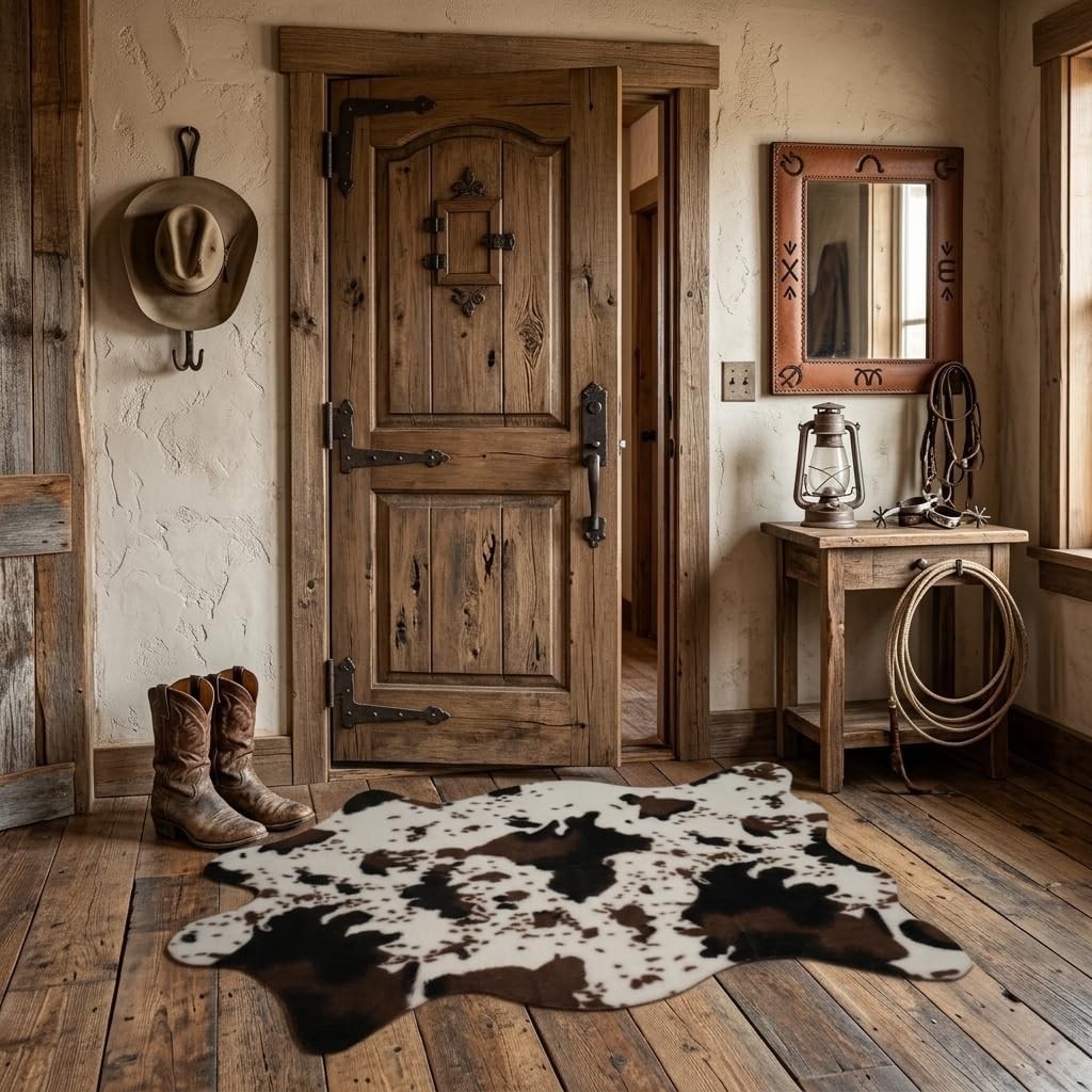 Soft & Durable 2’6″x3’7″ Cowhide-Like Rug for Entryways and Living Rooms