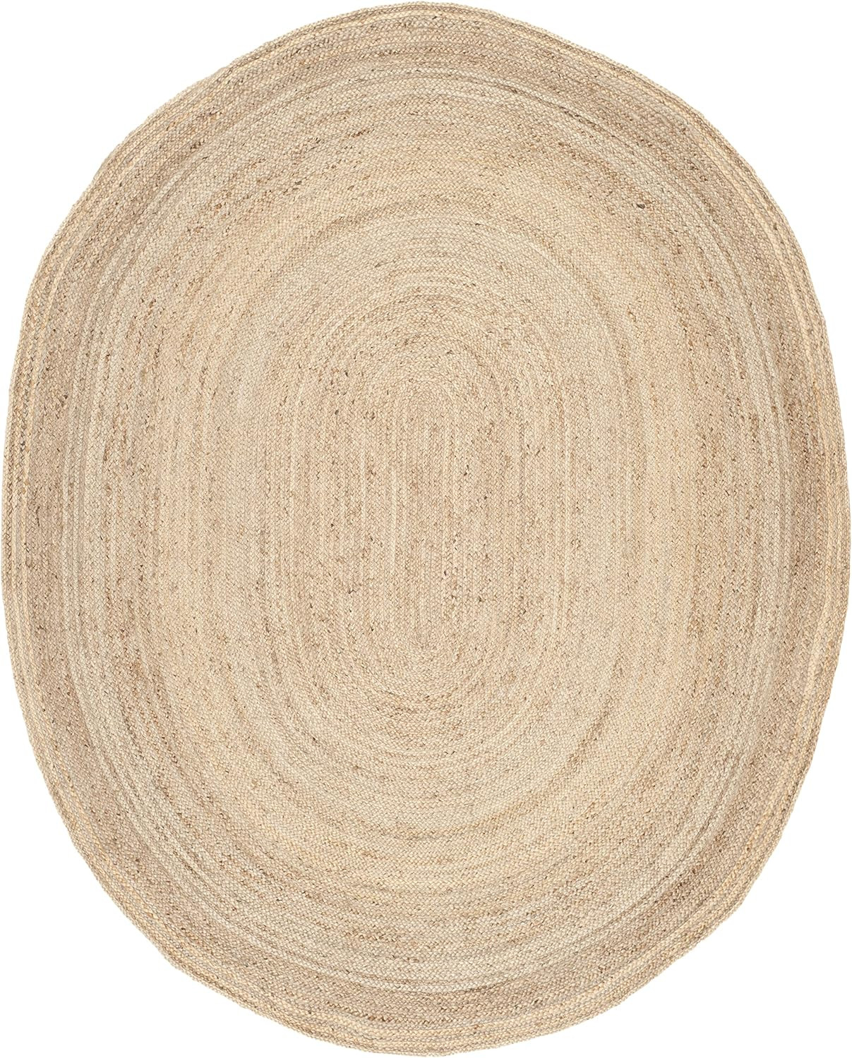 Cape Cod Collection Area Rug 8′ X 10′ Oval Natural Handmade Flat Weave Jute NEW
