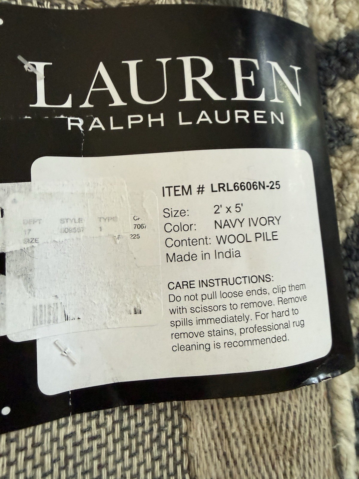 2 Ralph Lauren Nina lrl-6606 Navy/icory Wool Hand Tufted 2×5 New