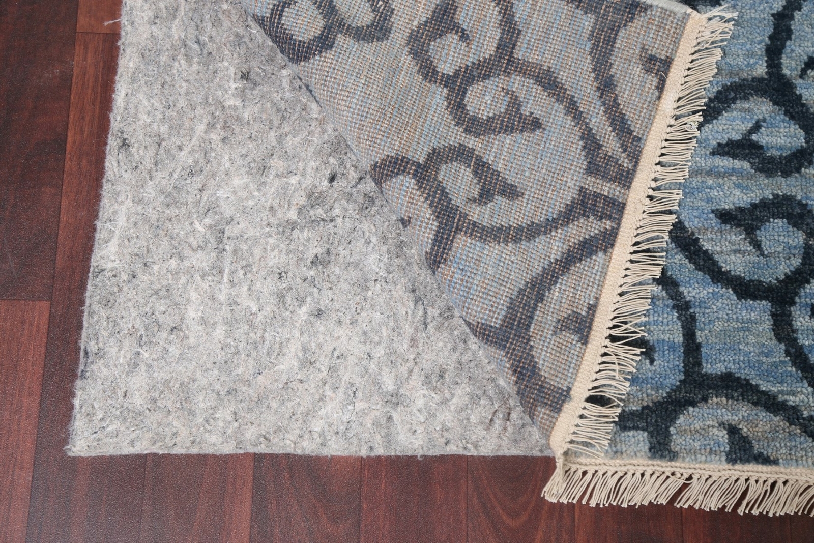 Blue Geometric Art & Craft Contemporary 8×9 Area Rug Plush Wool Handmade Carpet