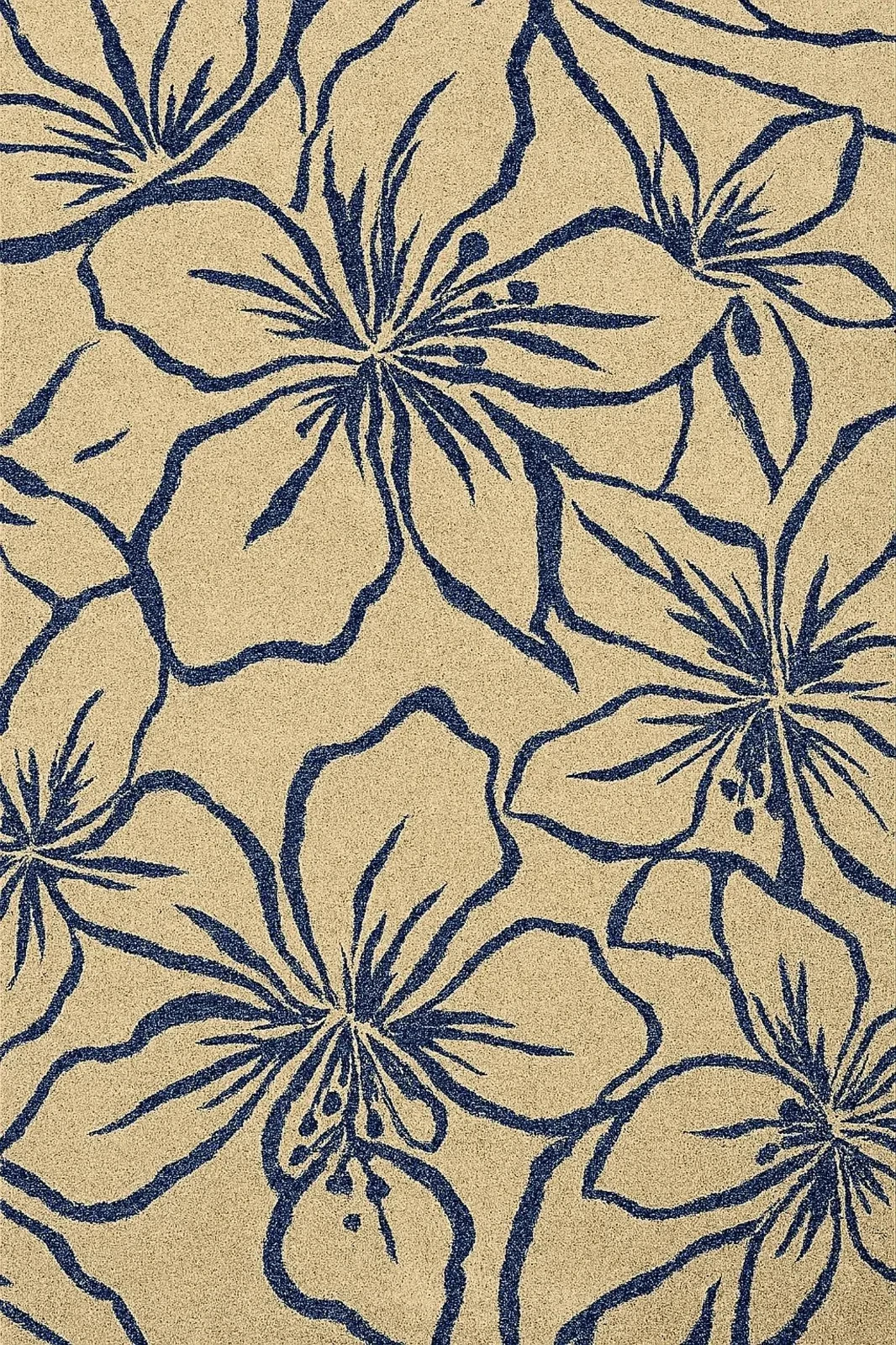 Hand Tufted Wool Rug: Flower Design Pattern Beige Blue Woolen Area Rug Carpet.