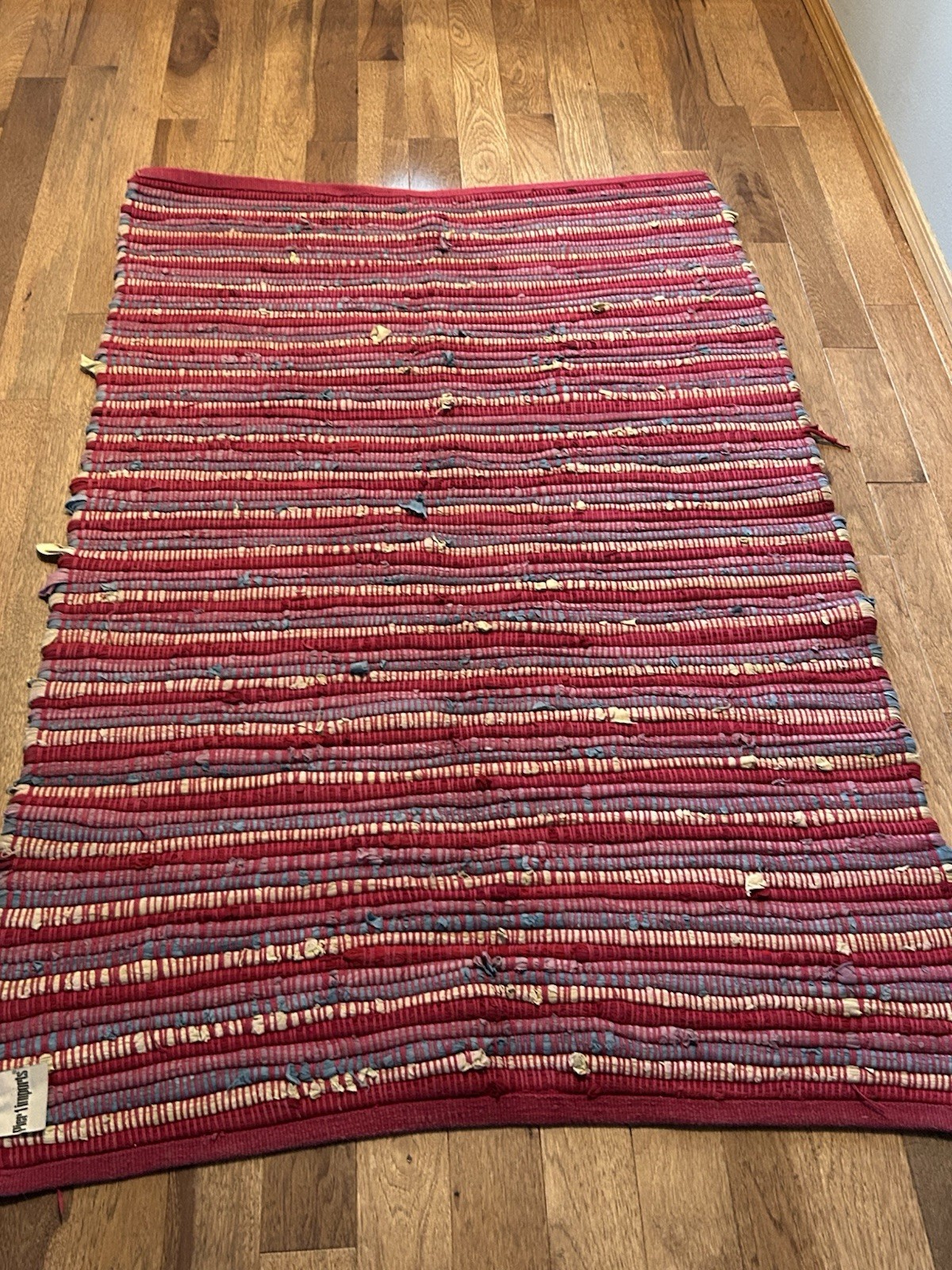 Pier 1 Imports Hand Woven Cotton Rag Rug 59×39 Boho Farmhouse Natural Fiber