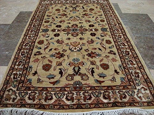 Area Rug Beige Yellow Ivory Touch Hand Knotted Wool Silk Indoor Carpet (5 x 3)’