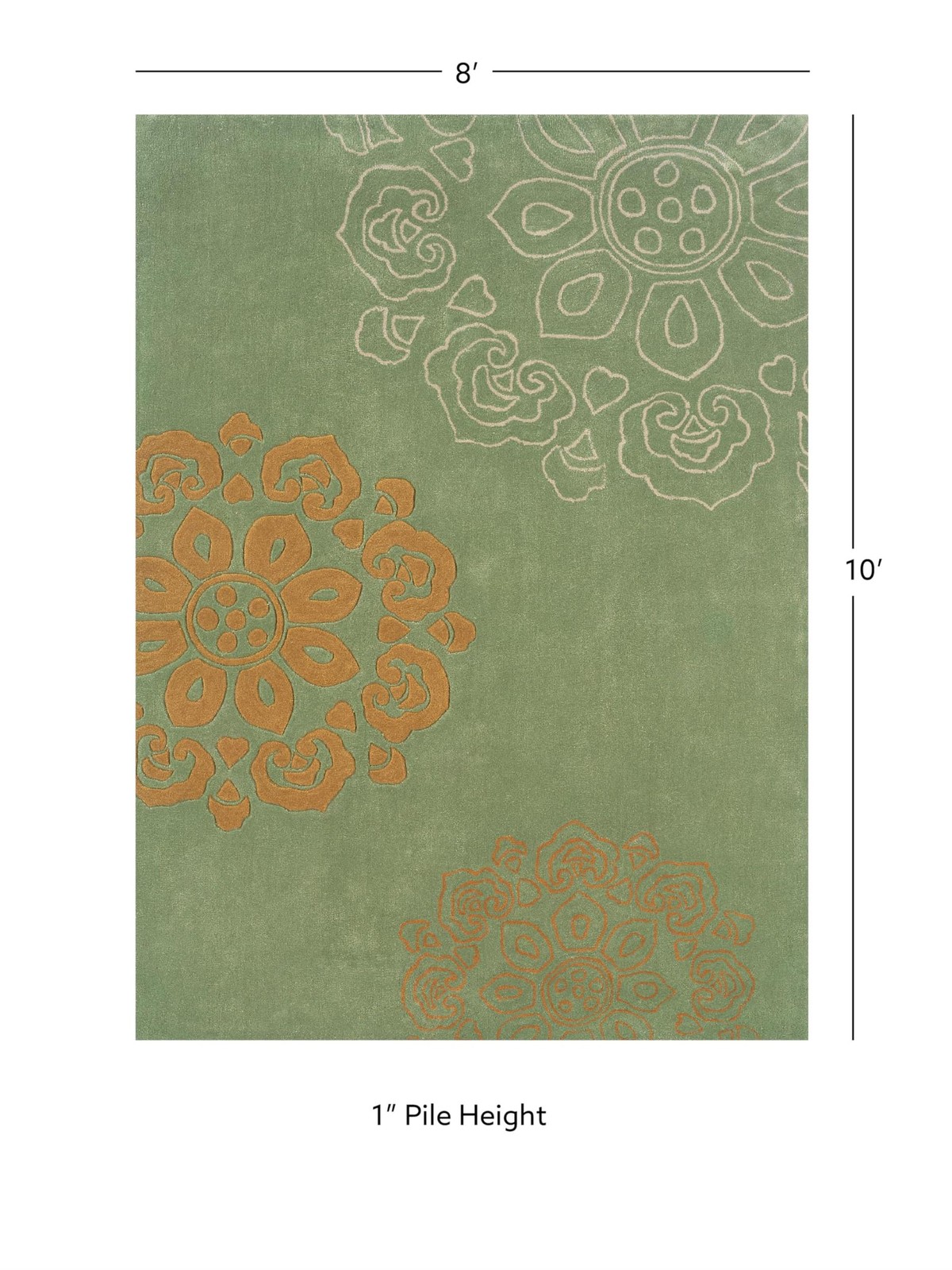 Riverbay Furniture 8′ x 10′ Hand Tufted Rug in Pale Green