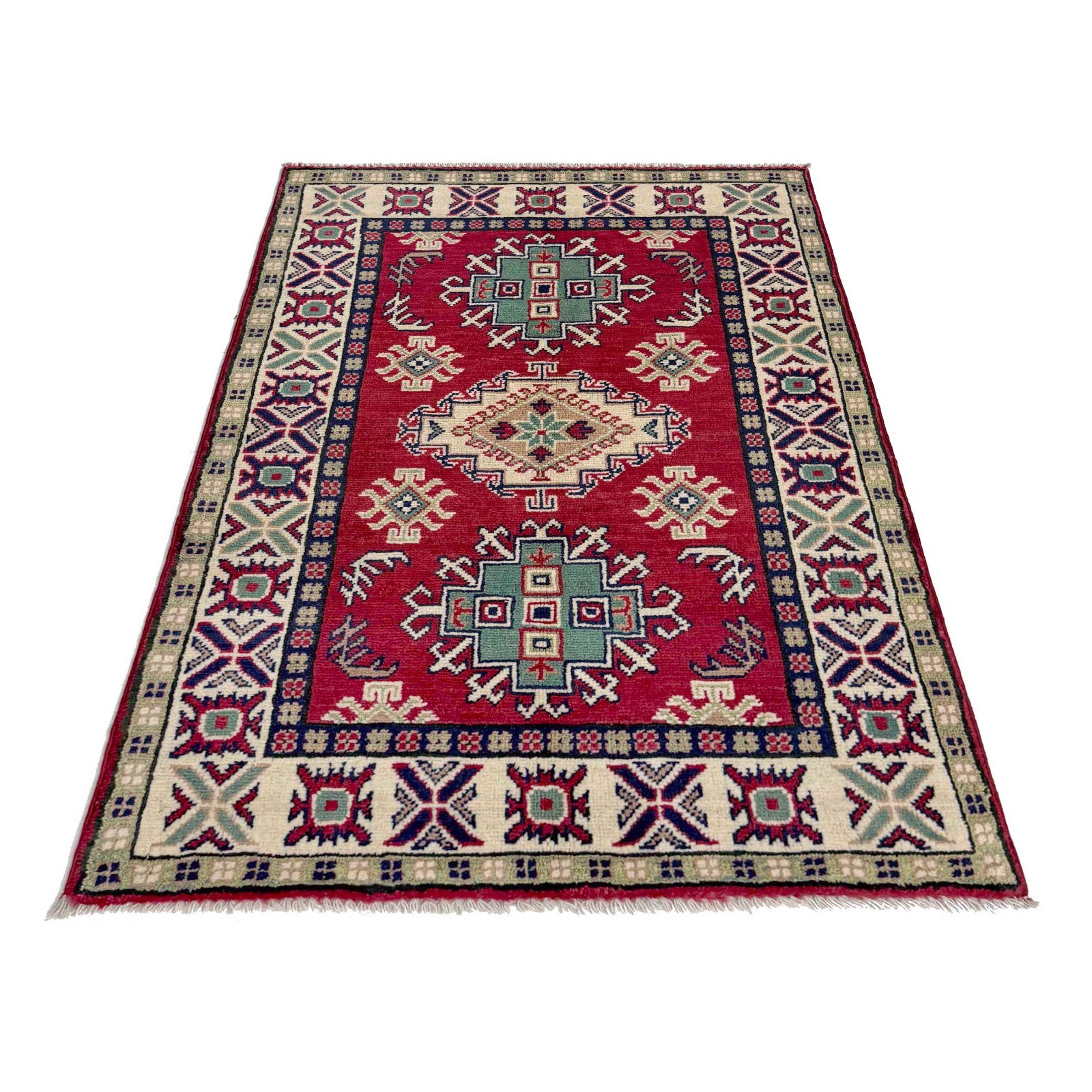 Red Handmade Kazak Oriental Accent Area Rug 2’8×4’0Ft Hand Knotted Carpet R37546