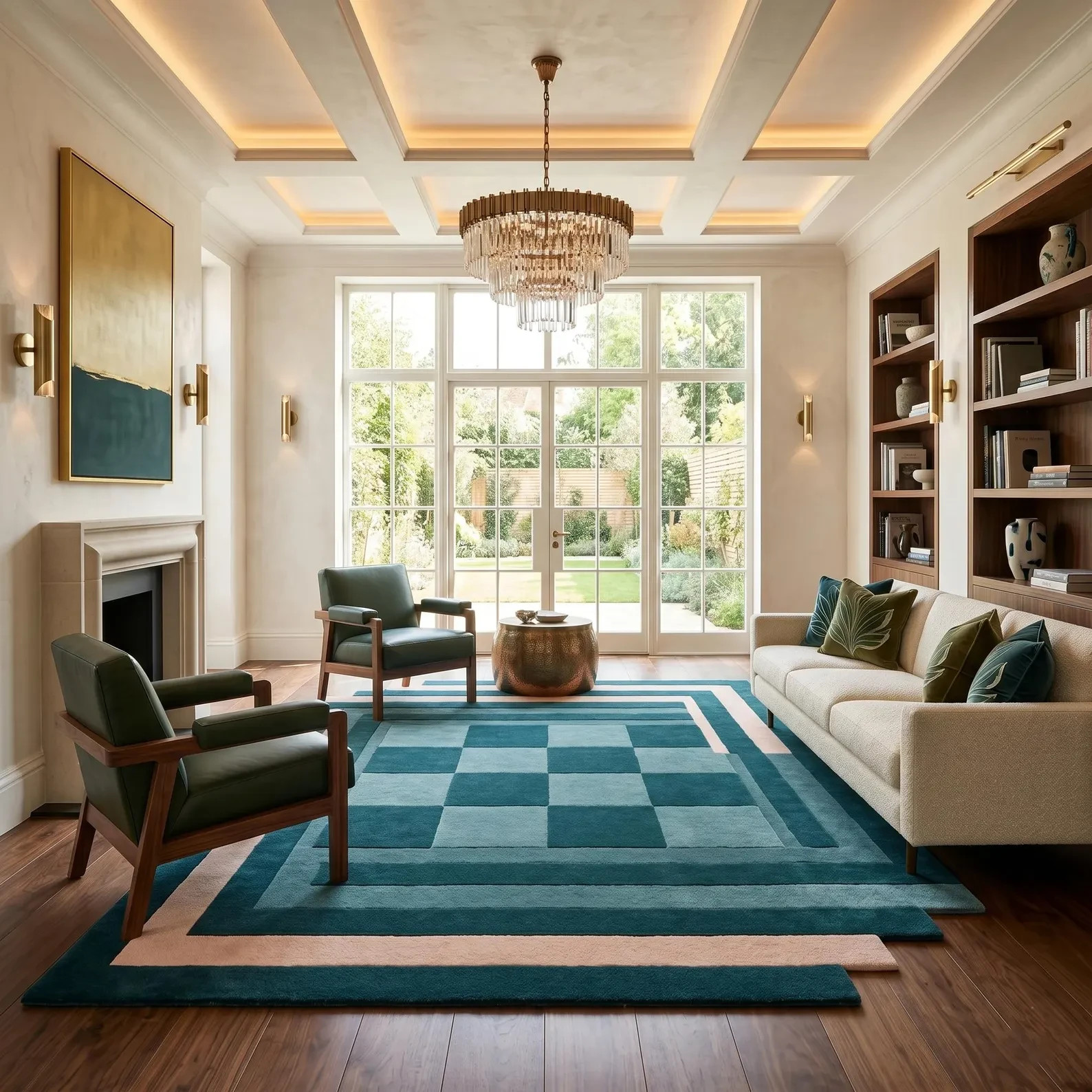 Handmade Wool Rug Contemporary Blue Teal Textured Large Area Carpet Floor Rugs