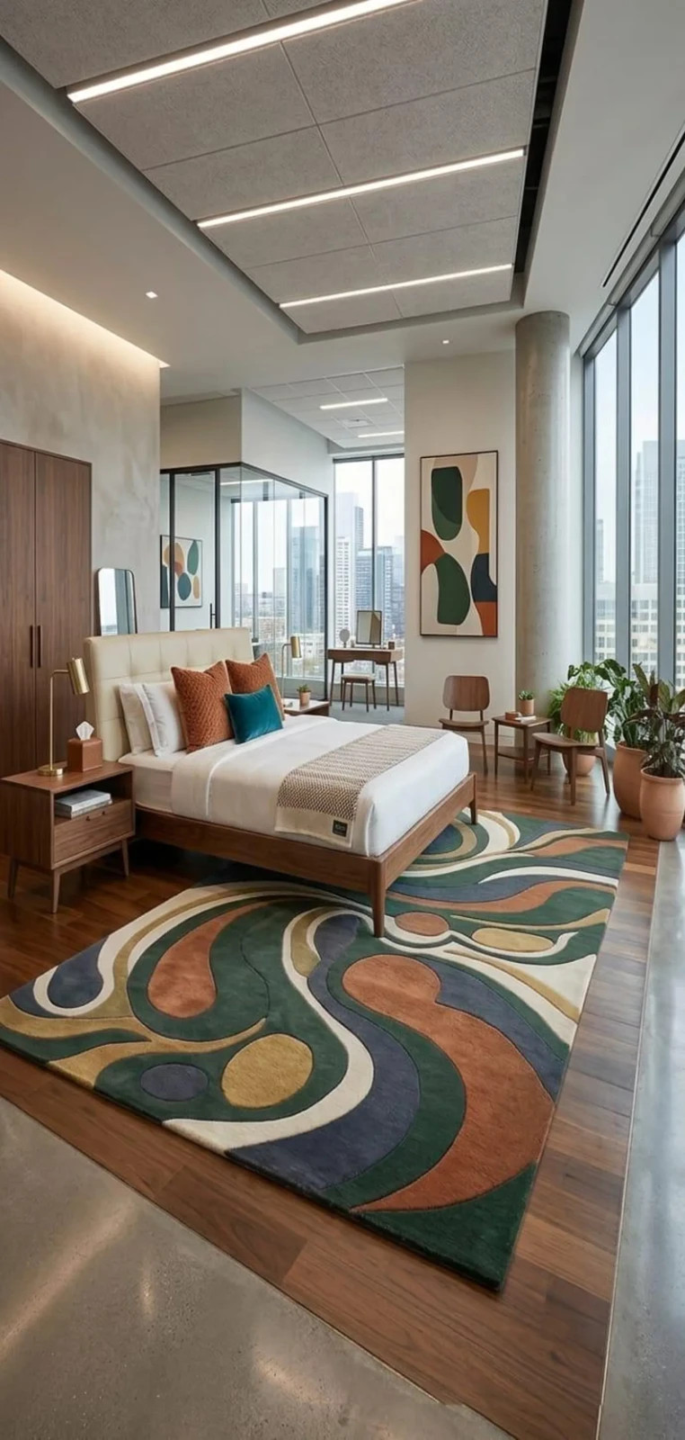 Modern Abstract Area Rug, Handmade Tufted Carpet, Colorful Living Room Rug