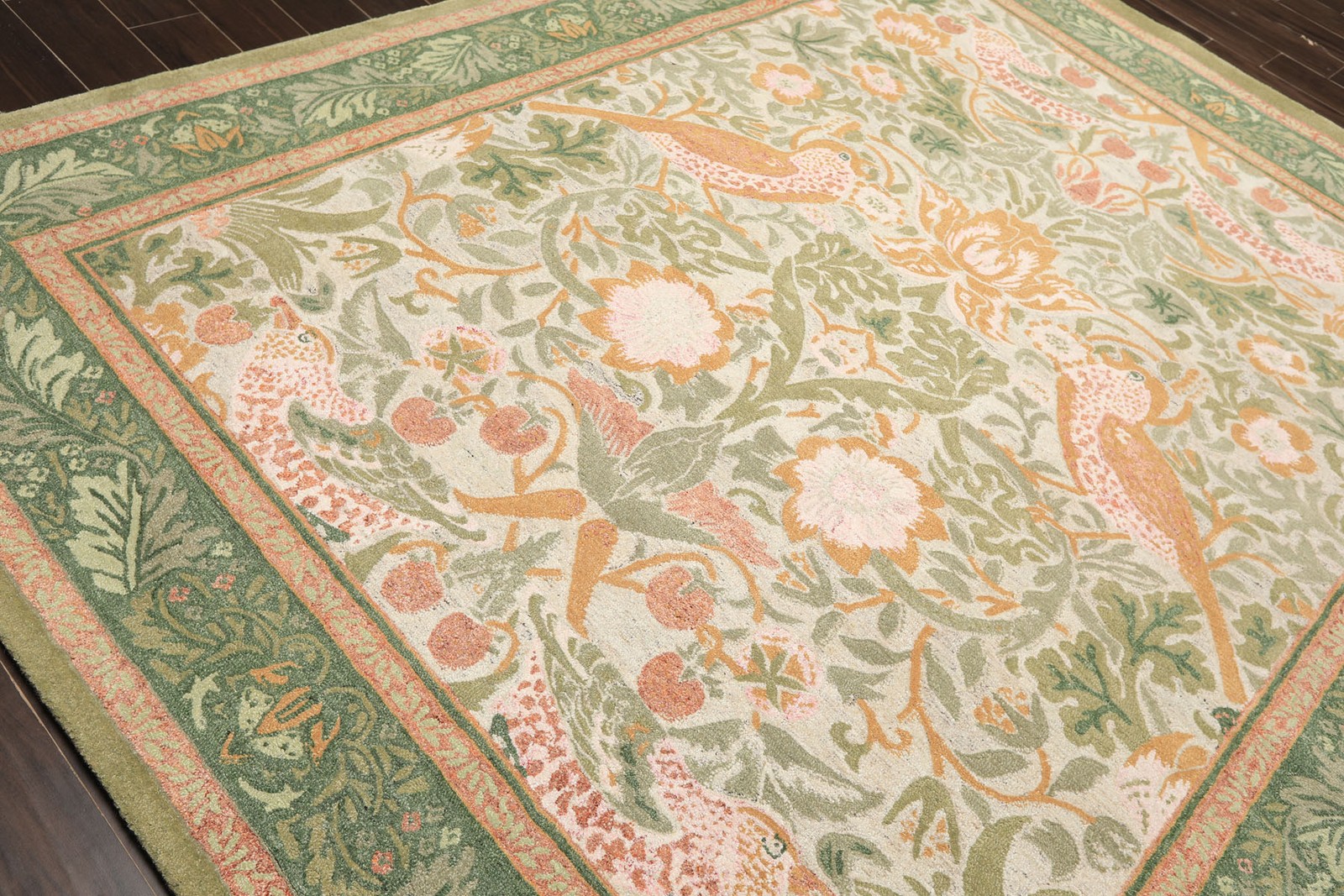 LoomBloom William Morris Hungry Birds Multi Size Hand Hooked High-twist Wool Rug
