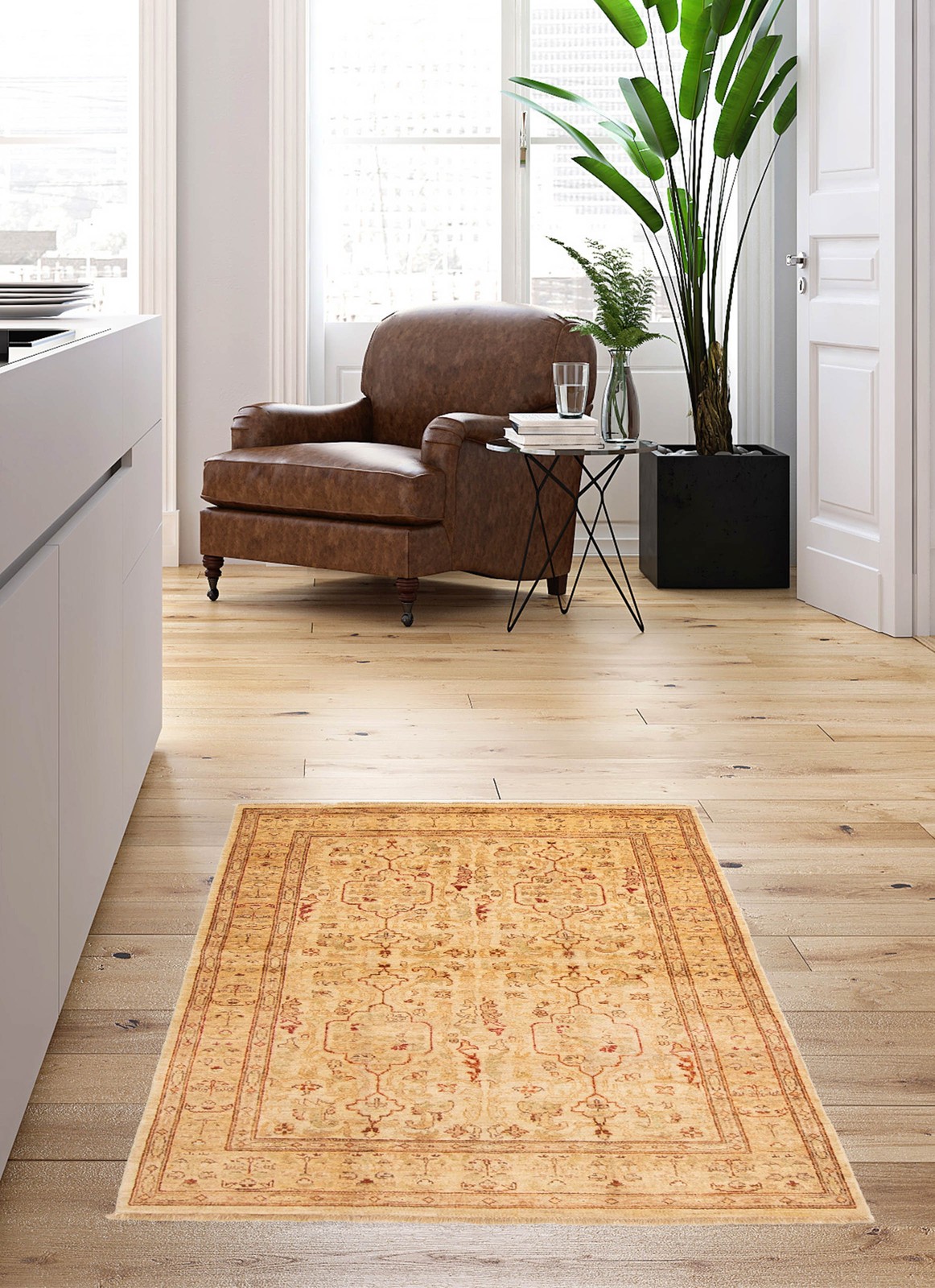 Hand Knotted Area Rug 4’1″ x 6’4″ Traditional Oriental Wool Carpet