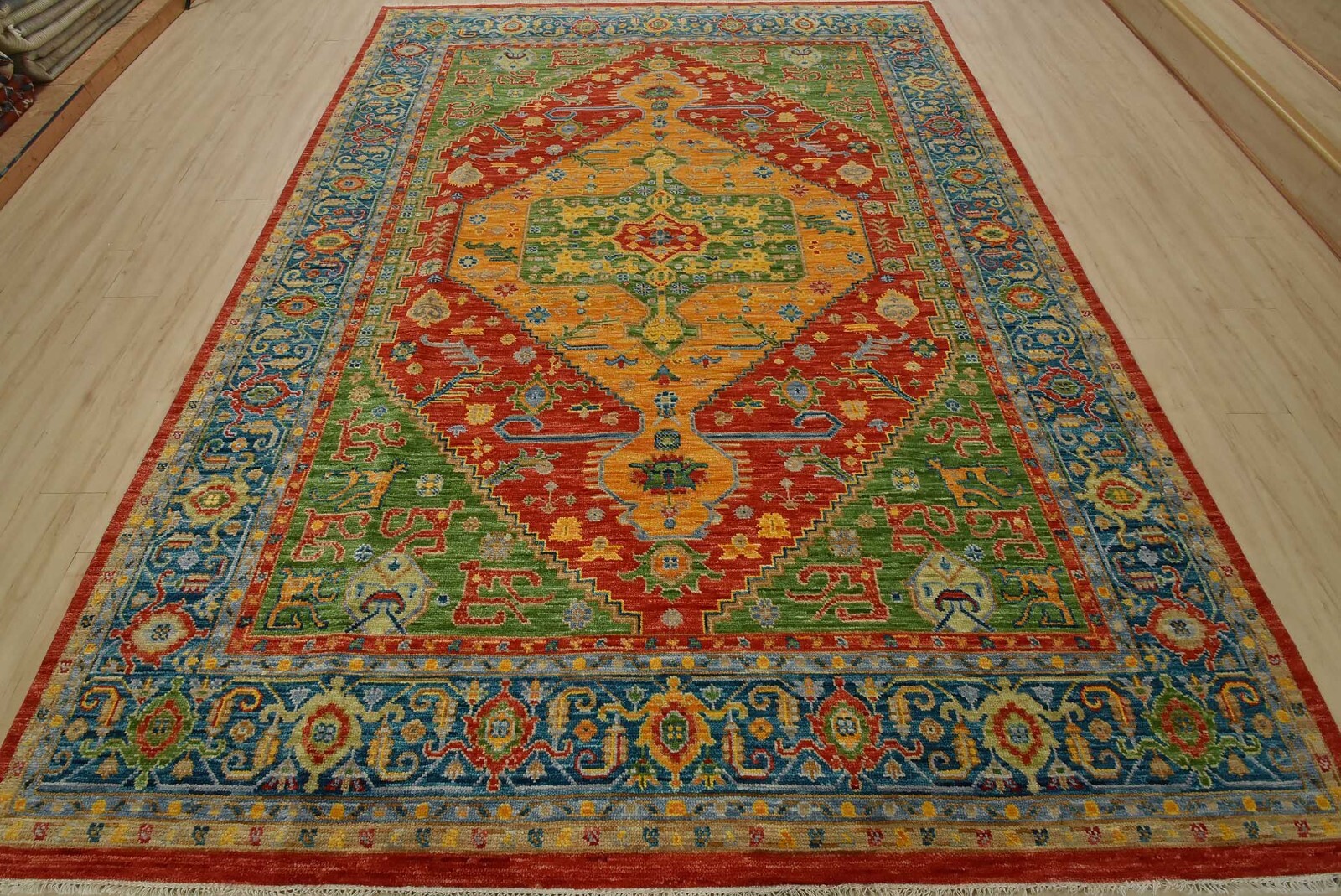 Anatolia Rug 8’11” x 11’10” Red Wool Tribal Hand-Knotted Oriental Carpet