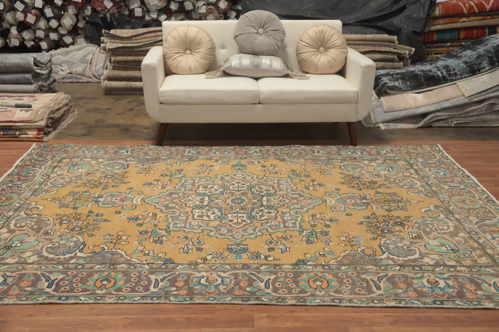 Graceful Traditional Over-Dyed Area Rug 6×9 in Warm Earthy Tones Handmade Carpet