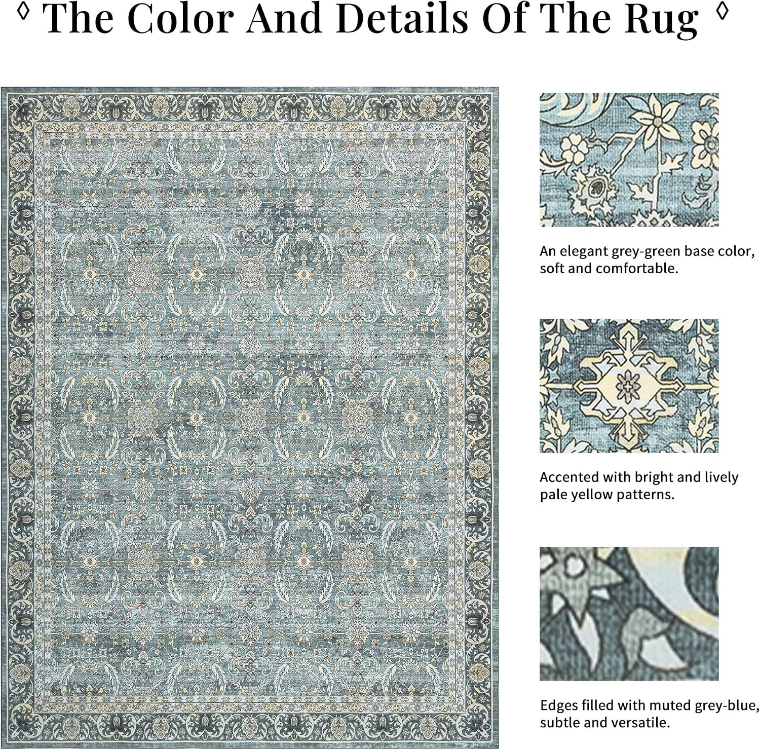 3×5 Washable Area Rugs for Entryway: Small Indoor Oriental Rug for Kitchen Be…