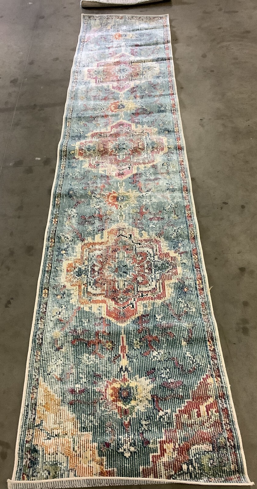 TEAL / ORANGE 2′-2″ X 11′ Flaw in Rug, Reduced Price 1172667792 CRS501J-211