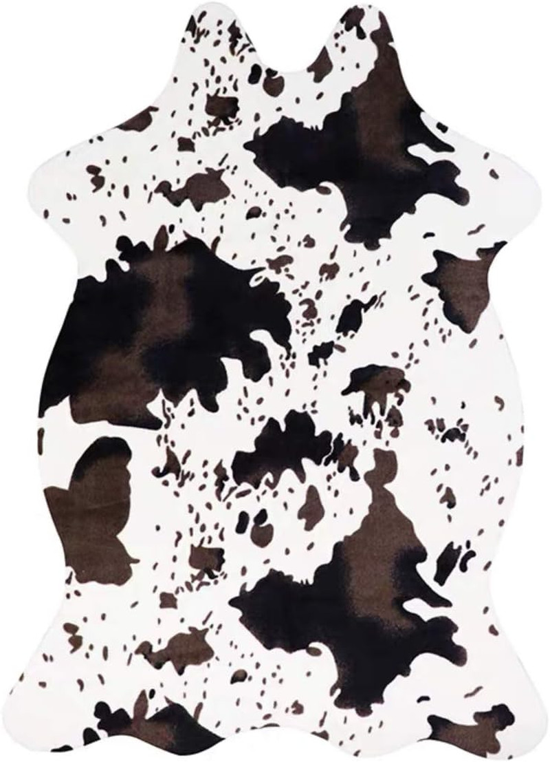 Cow Print Rug Faux Cowhide Area Carpet Animal Print Mat for Living Room Bedroom