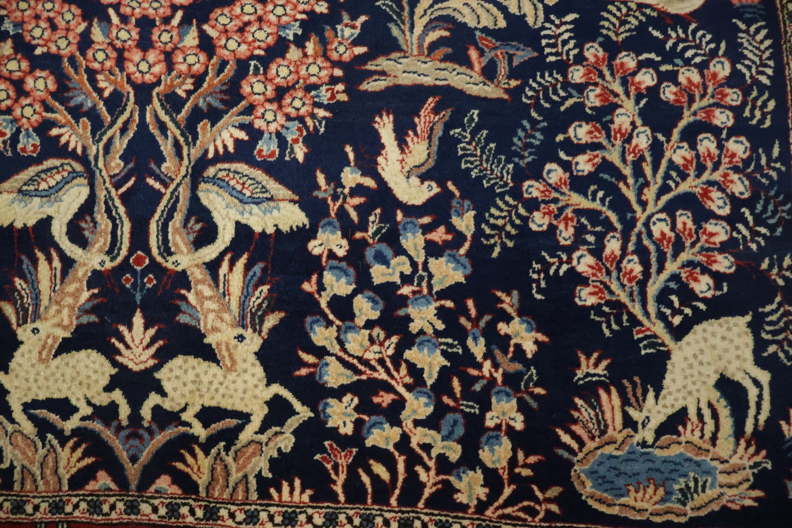 Animal Design Blue Area Rug 7×11 Ft Handmade Oriental Floral Wool Carpet