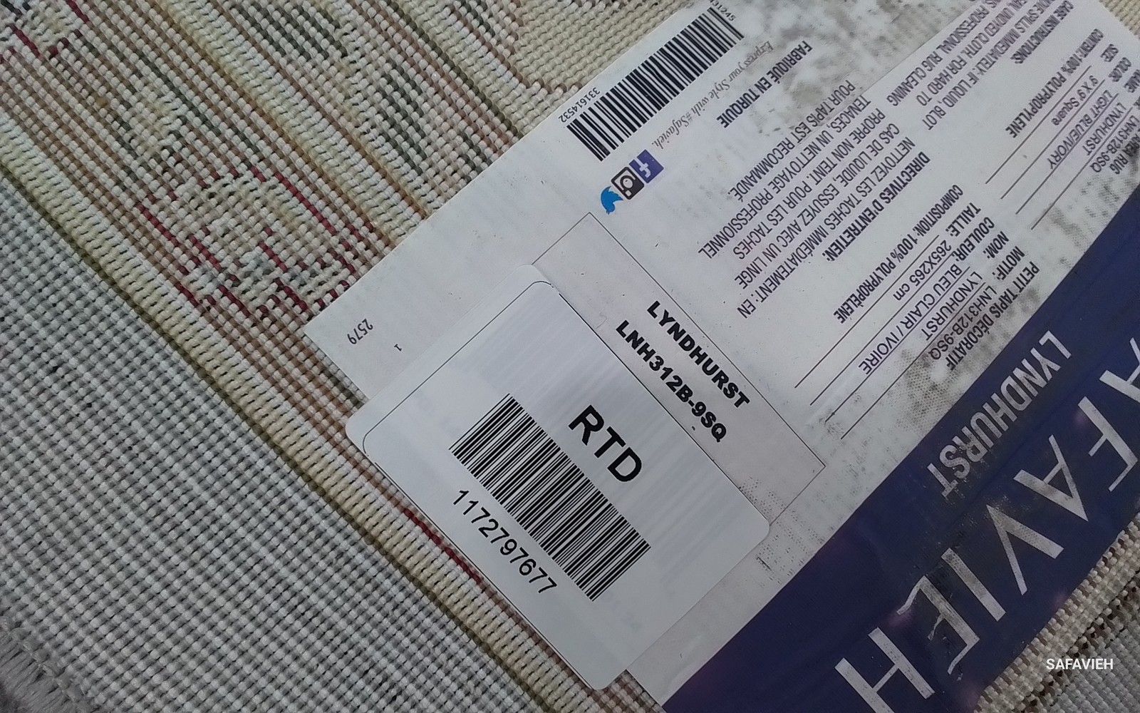 LBLUE / IVORY 9′-0″ x 9′-0″ Back Stain Rug, Reduced Price 1172797677 LNH312B-9SQ