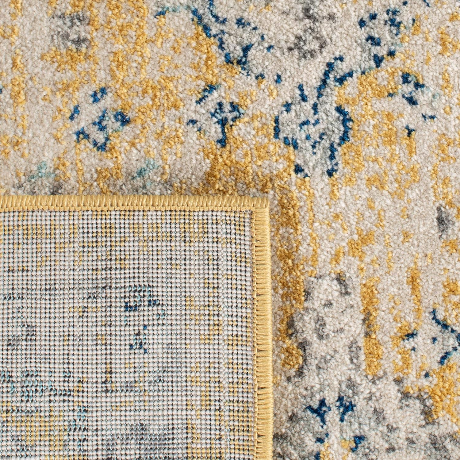 Evoke Collection 10×14 Gold/Ivory Boho Oriental Non-Shedding Area Rug