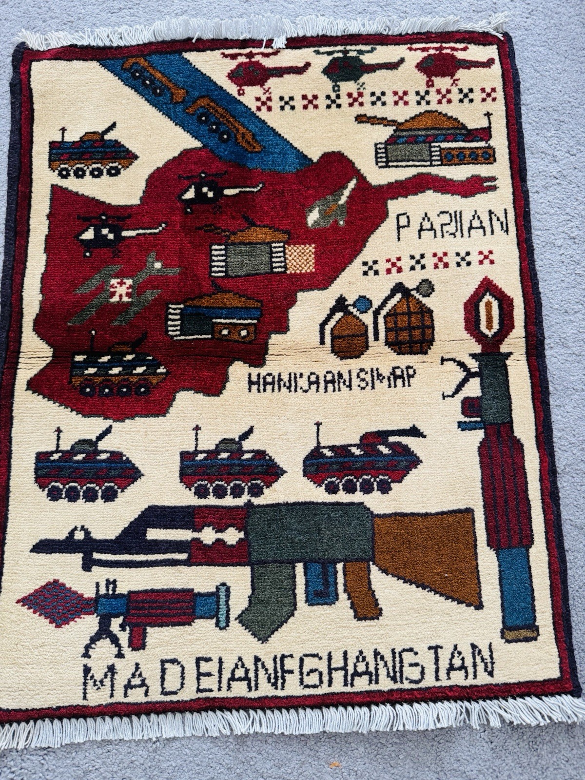 Handmade AFGHAN WAR RUG NEW Medium SIZE (2.5X4)SQF