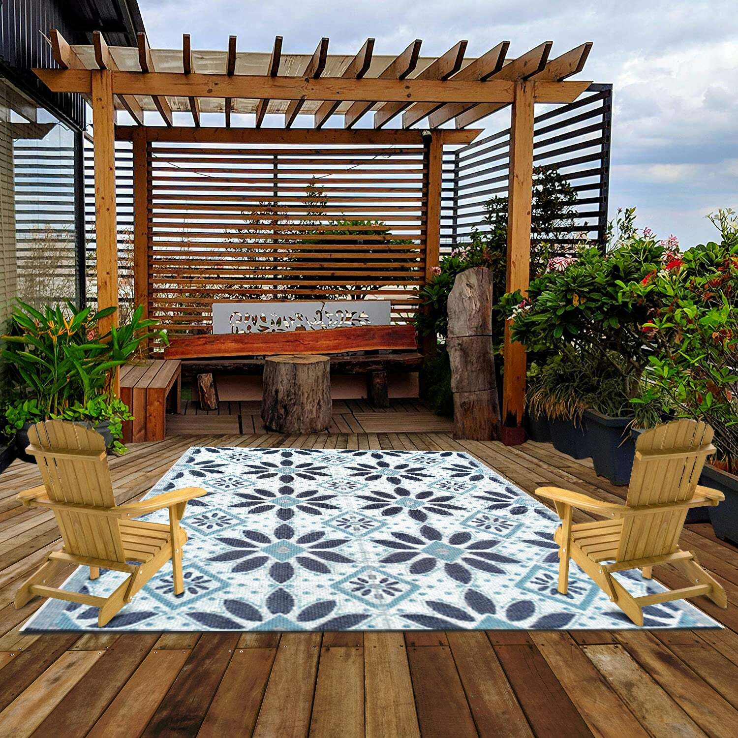 B-USA 6x9ft Outdoor Rugs Plastic Straw Patio Rugs RV Camping Reversible Mats331