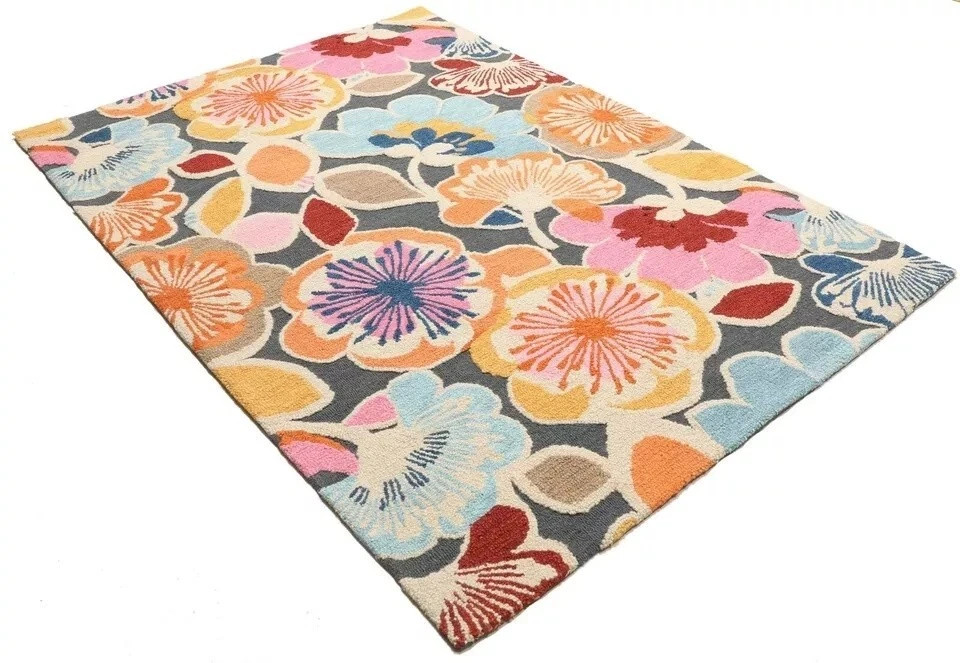 Hand-Tufted 100% Soft Wool Multi Flower Hand Med Carpet kitchen Study Room