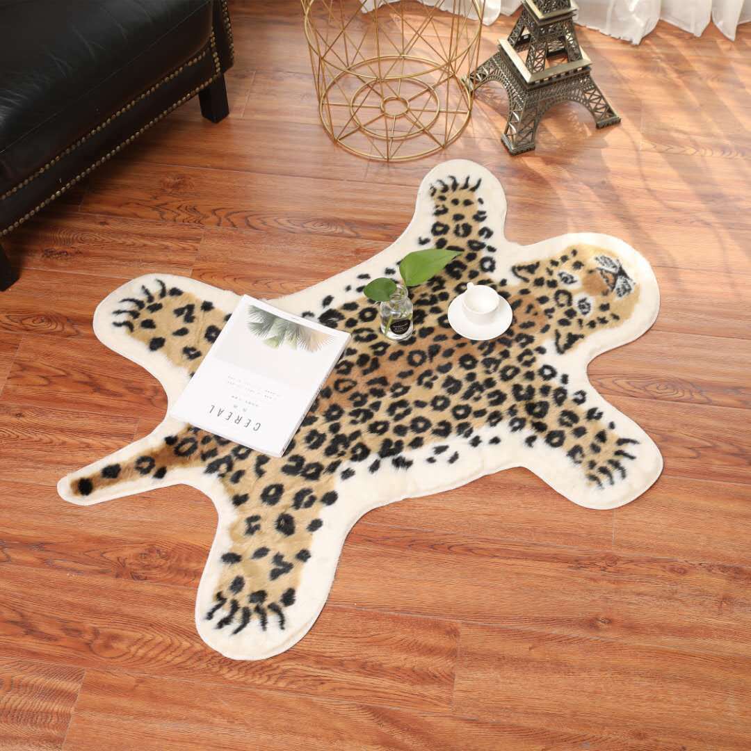 2.6’x3.5′ leopard Area Rug Leather Faux Rug Cow Hide Print Animal Skin Carpet