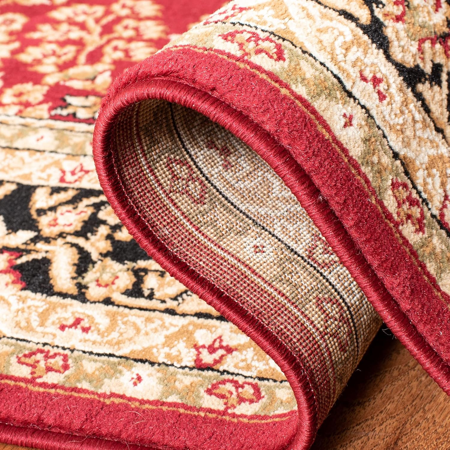 Lyndhurst 10′ x 14′ Red & Black Traditional Area Rug – Easy Care, Non-Shedding