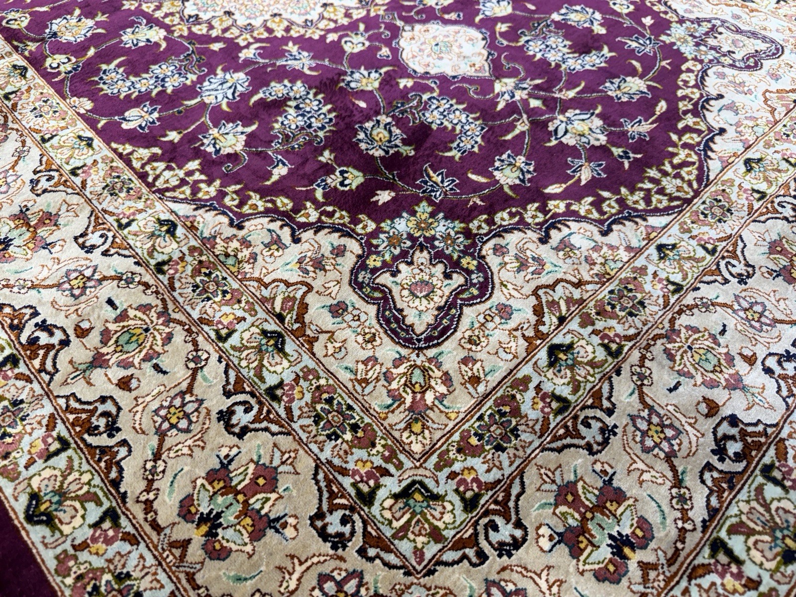 3×5 Luxurious Fine Hand-Knotted 100% Silk Signed Persiane Qume Rug Handmade